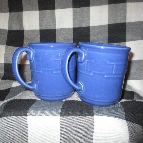 2 Longaberger Pottery Woven Traditions Cornflower Blue Coffee 12oz… - Picture 2 of 5